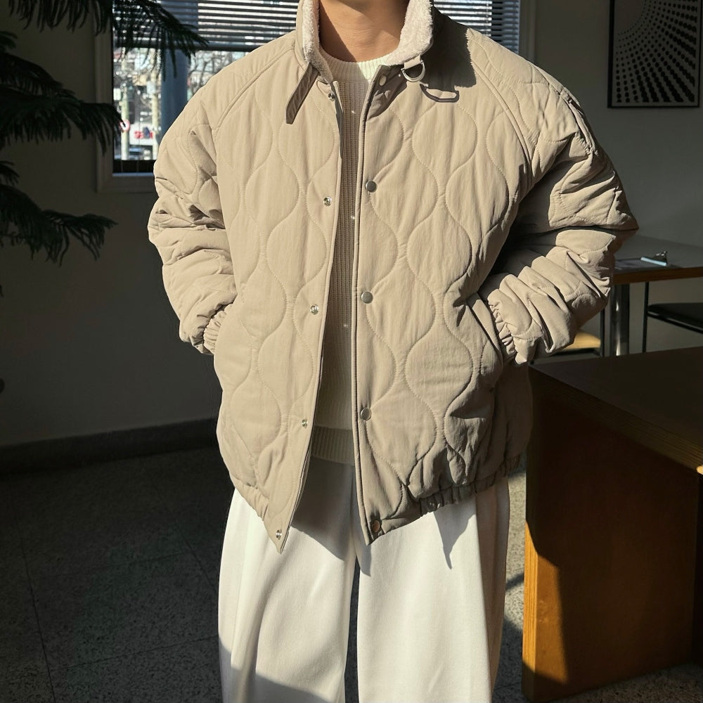 【Metanoia】韓國設計 翻領鋪棉外套 - 5