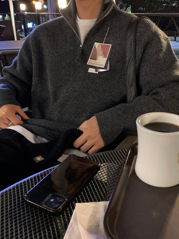 【Metanoia】韓國設計 翻領半拉鍊針織衣 - 1