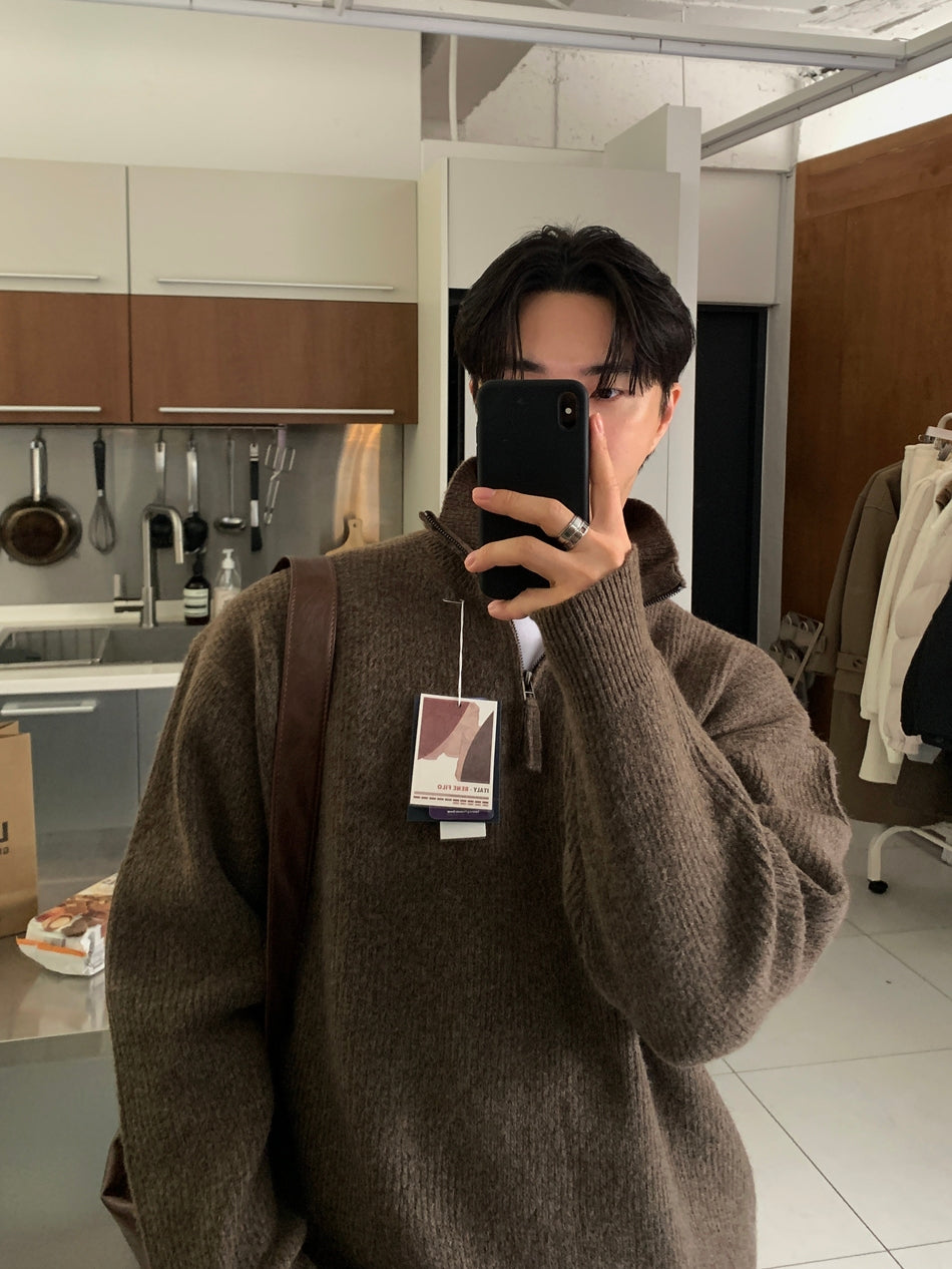 【Metanoia】韓國設計 翻領半拉鍊針織衣 - 2