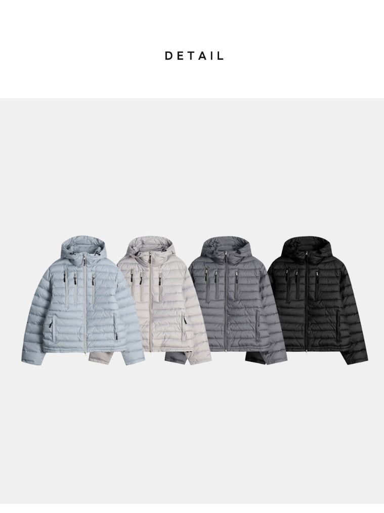 【Metanoia】韓國設計 短版多口袋連帽輕薄羽絨外套 - 9