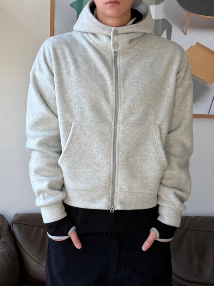 【Metanoia】🇰🇷韓製 短版抓絨連帽棉外套 - 4