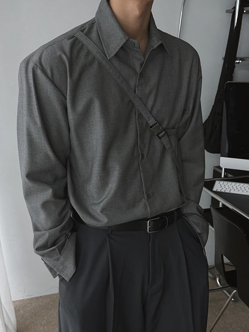 【Metanoia】🇰🇷韓製 設計款肩帶長袖襯衫 - 4