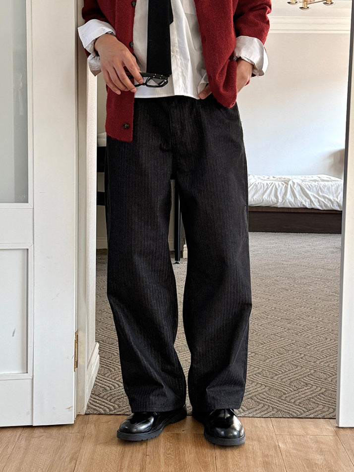 【Metanoia】🇰🇷韓製 條紋落地牛仔褲 - 1