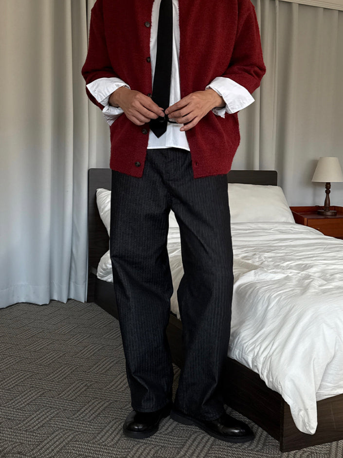 【Metanoia】🇰🇷韓製 條紋落地牛仔褲 - 4