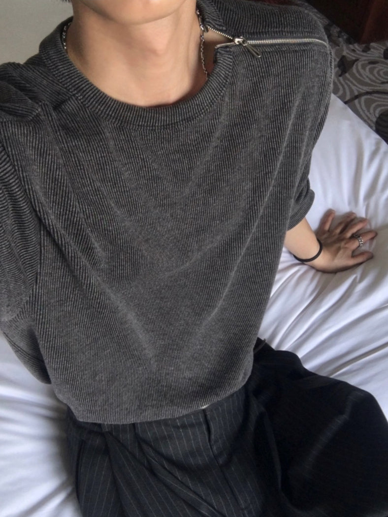 【Metanoia】🇰🇷韓製 斜拉煉針織衣 - 5