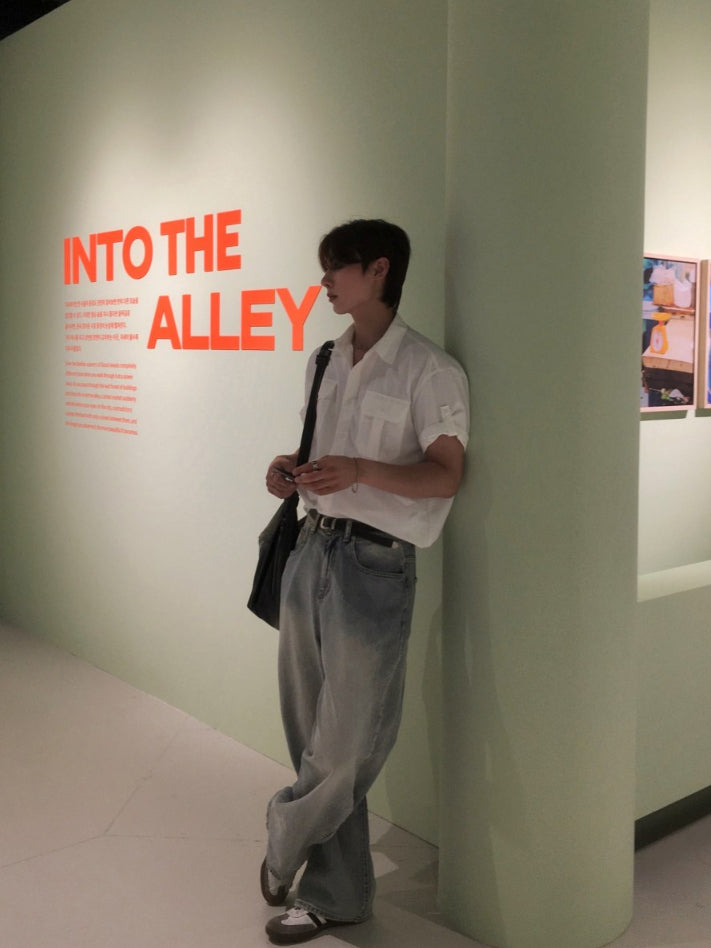 【Metanoia】🇰🇷韓製 淺色系水洗落地牛仔褲 - 3