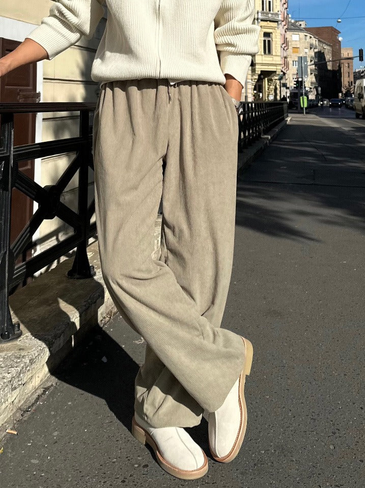 【Metanoia】🇰🇷韓製 鬆緊帶燈芯絨落地褲 - 4