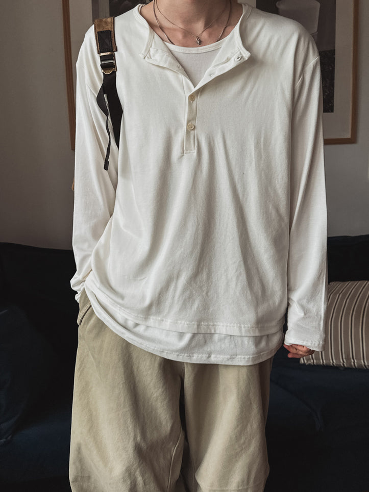 【Metanoia】🇰🇷韓製 亨利領假兩件長袖上衣 - 1