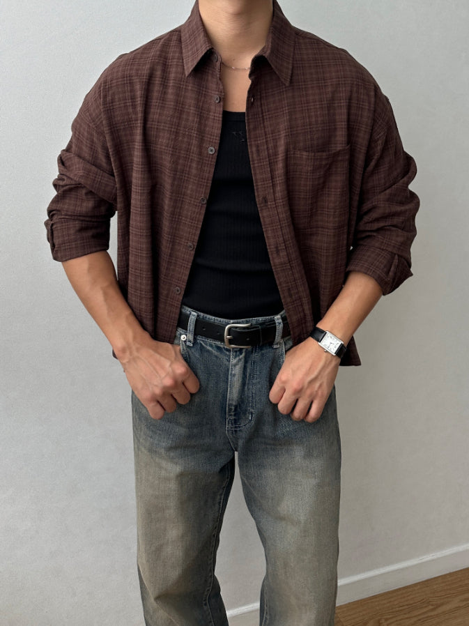 【Metanoia】🇰🇷韓製 短版格紋長袖襯衫 - 3