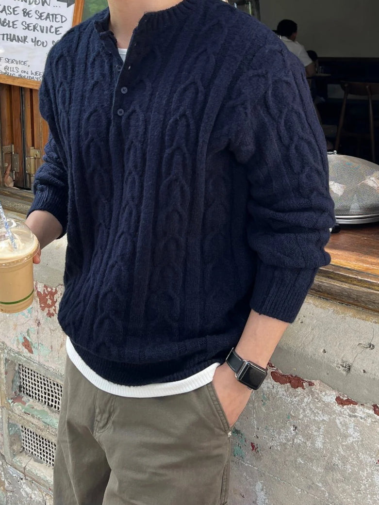 【Metanoia】🇰🇷韓製 亨利領麻花針織衣 - 9