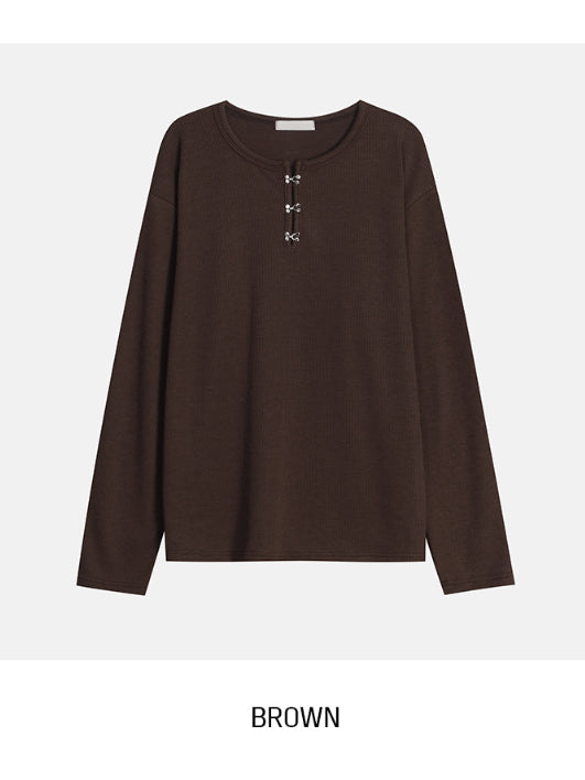 【Metanoia】🇰🇷韓製 鉤扣長袖T恤上衣 - 10