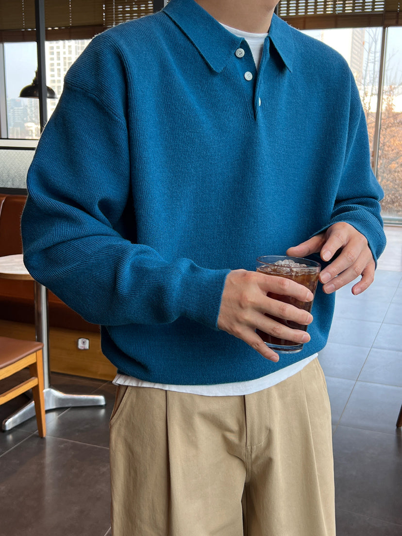 【Metanoia】韓國設計 翻領針織衣 - 1