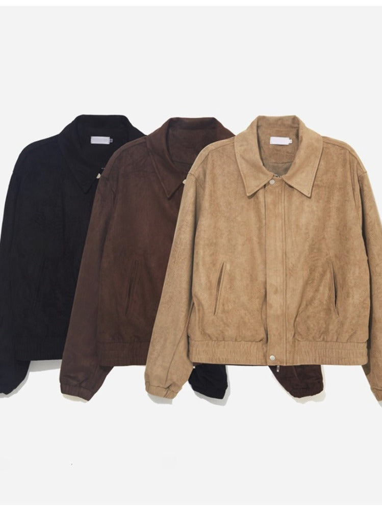 【Metanoia】韓國設計 短版翻領麂皮夾克外套 - 6