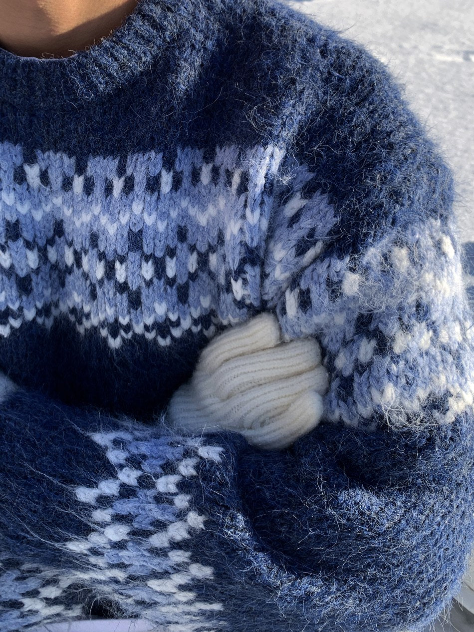 【Metanoia】韓國設計 9%羊毛短版北歐針織衣 - 4