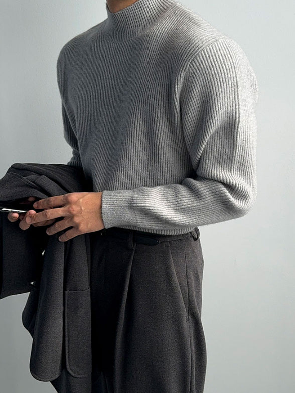 【Metanoia】韓國設計 螺紋半高領針織衣 - 5