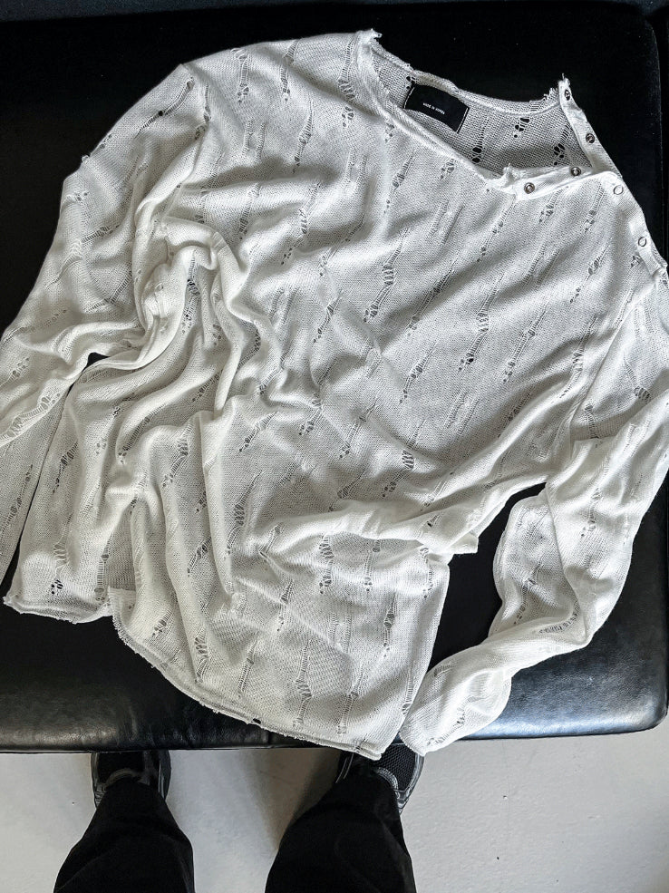 【Metanoia】🇰🇷韓製 破洞長袖上衣 - 5