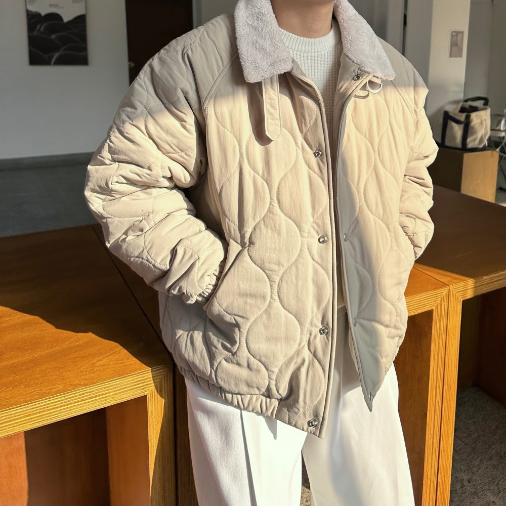 【Metanoia】韓國設計 翻領鋪棉外套 - 1