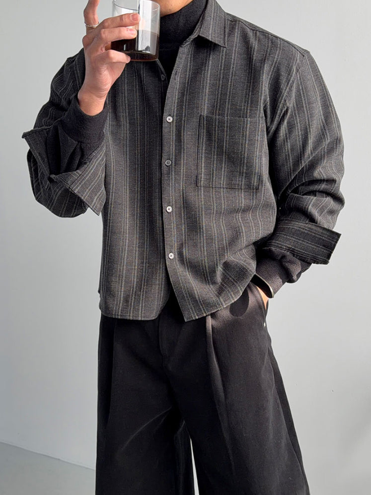 【Metanoia】🇰🇷韓製 短版雷諾條紋翻領襯衫 - 1