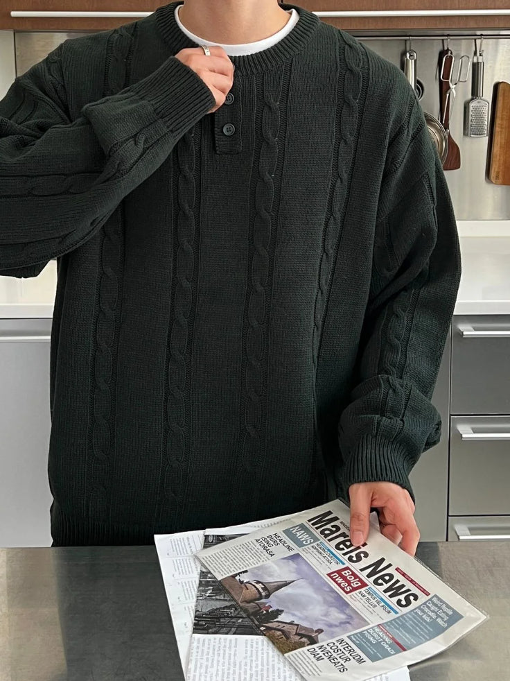 【Metanoia】🇰🇷韓製 亨利領麻花針織衣 - 2