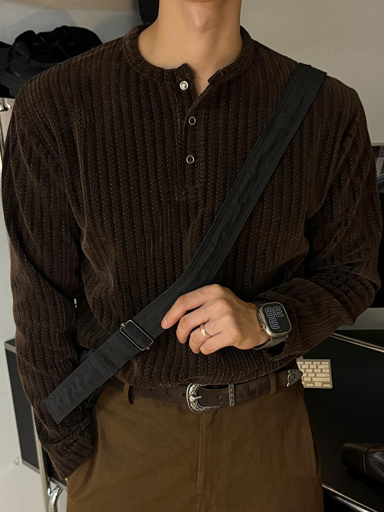 【Metanoia】🇰🇷韓製 天鵝絨亨利領長袖上衣 - 6