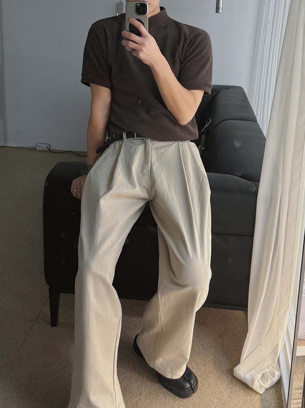 【Metanoia】🇰🇷韓製 半高領抓絨打底短袖 - 1