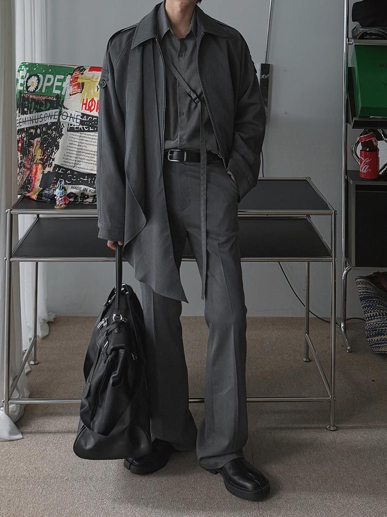 【Metanoia】🇰🇷韓製 設計款肩帶長袖襯衫 - 9