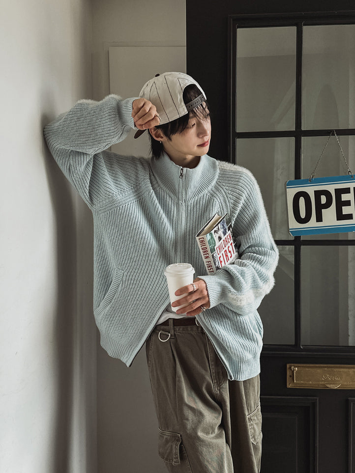 【Metanoia】韓國設計 高領拉鍊針織外套 - 5