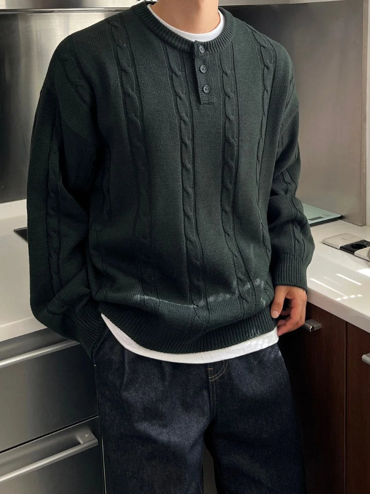 【Metanoia】🇰🇷韓製 亨利領麻花針織衣 - 4