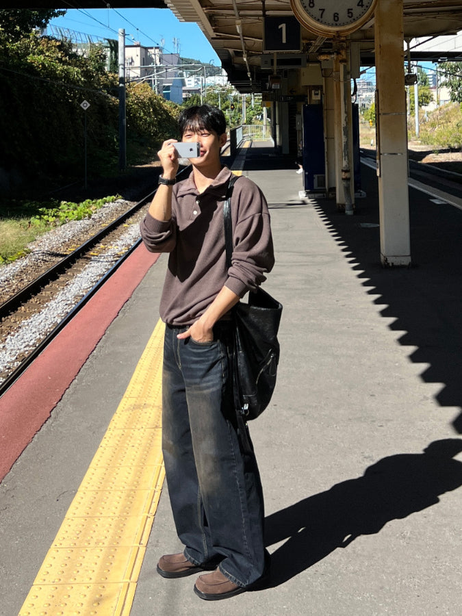 【Metanoia】🇰🇷韓製 刷色落地牛仔褲 - 5