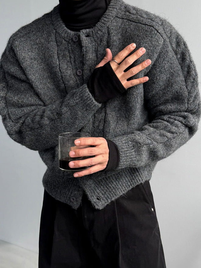 【Metanoia】韓國設計 開衫麻花針織外套 - 1