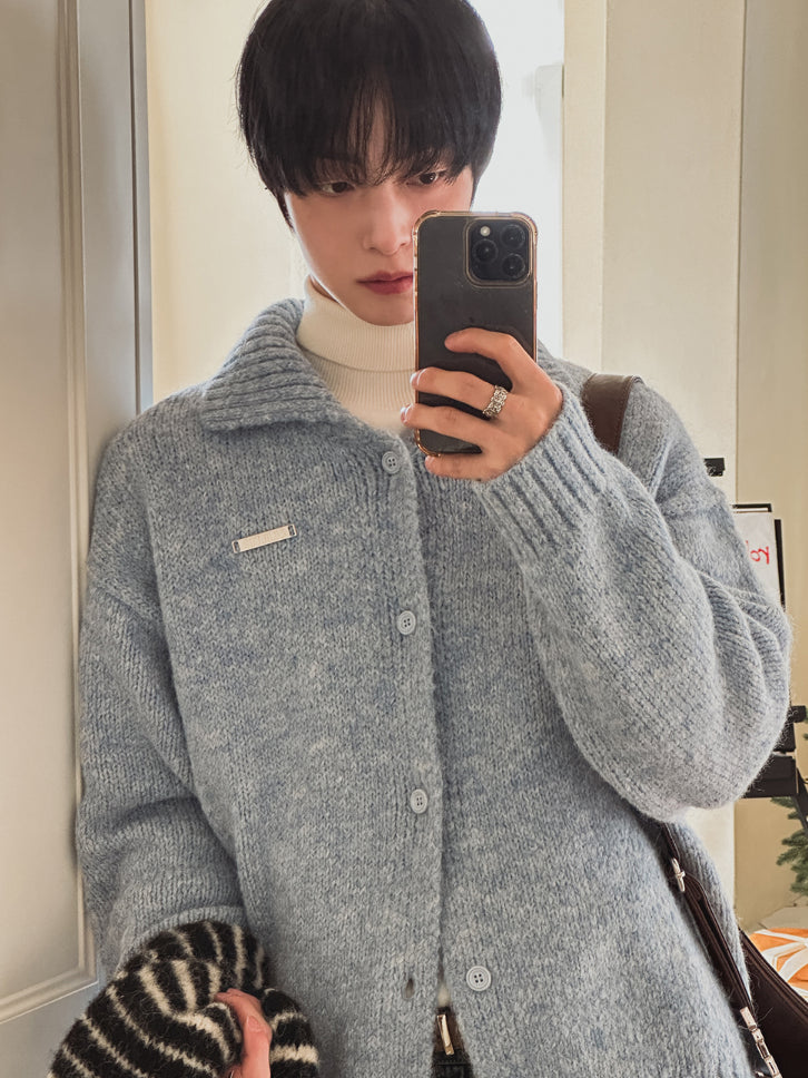 【Metanoia】韓國設計 9%羊毛開衫翻領針織外套 - 7