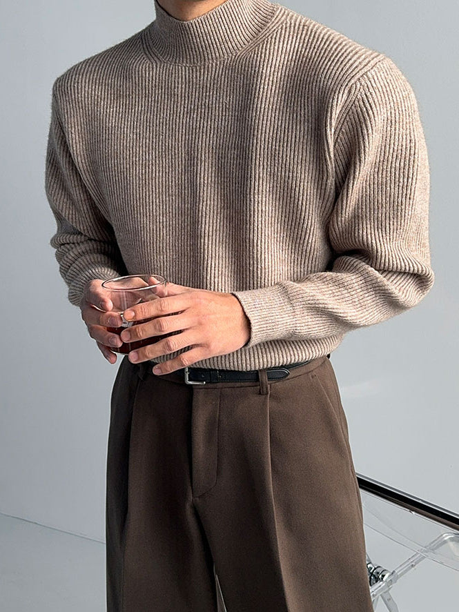 【Metanoia】韓國設計 螺紋半高領針織衣 - 1