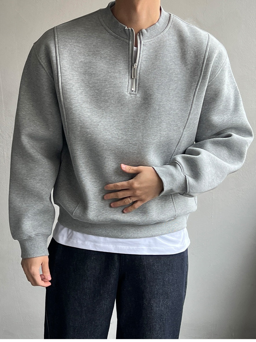 【Metanoia】🇰🇷韓製 半拉煉短版抓絨衛衣 - 1