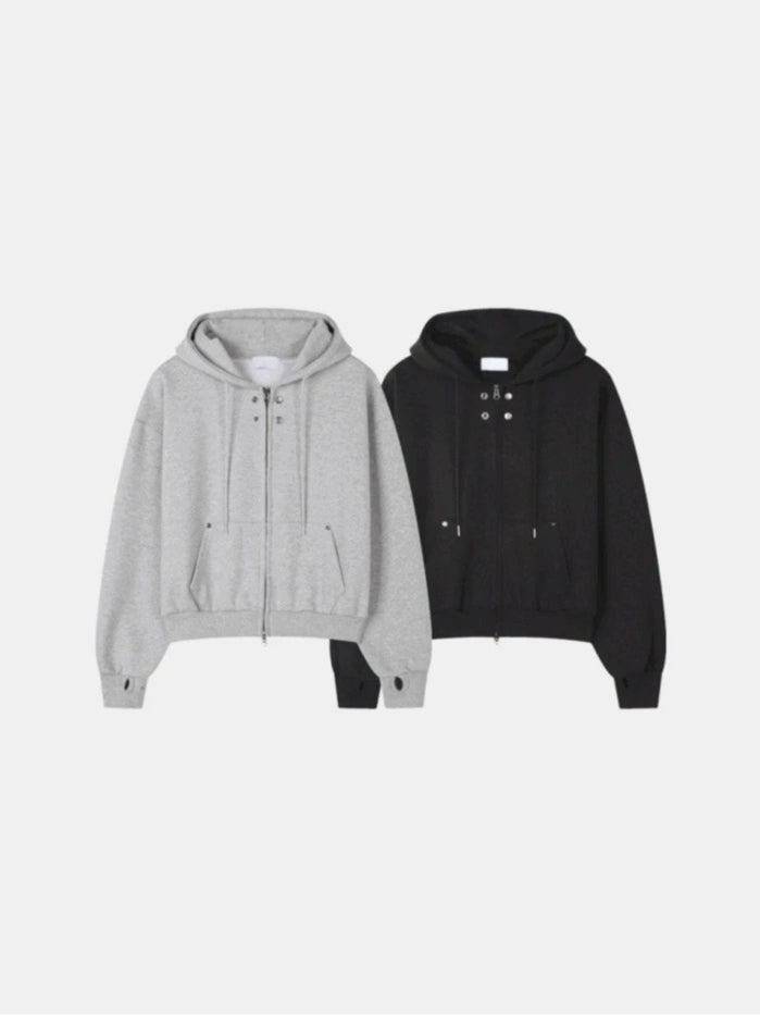 【Metanoia】🇰🇷韓製 鉚釘保暖短版連帽拉鏈外套 - 11