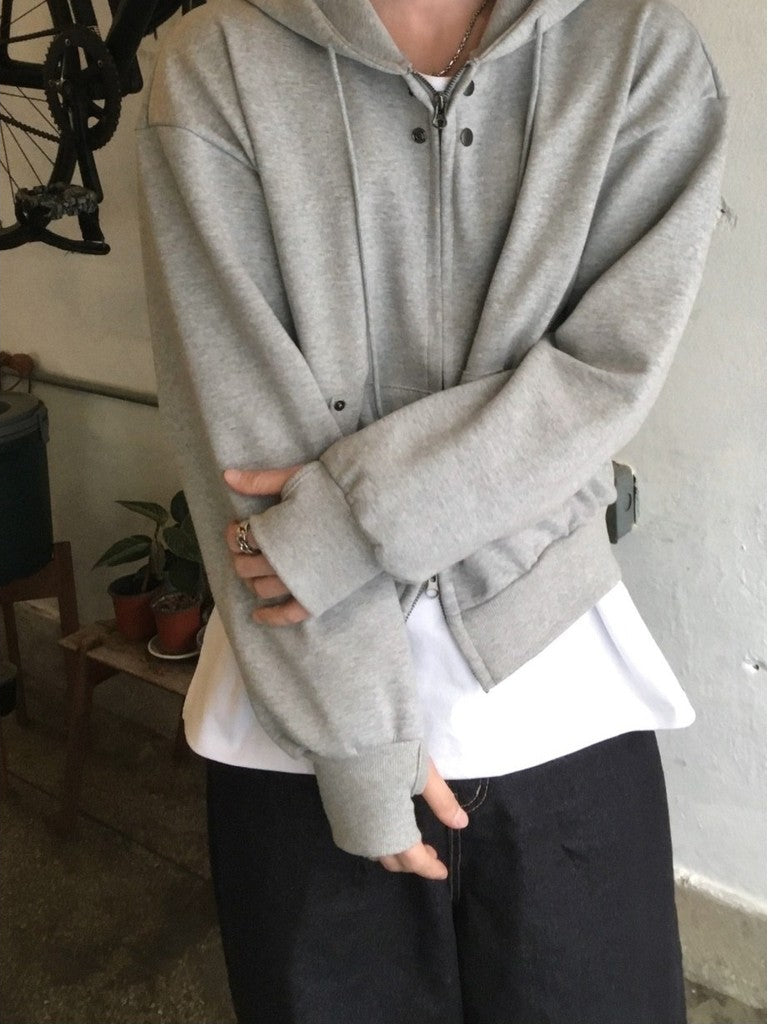 【Metanoia】🇰🇷韓製 鉚釘保暖短版連帽拉鏈外套 - 5