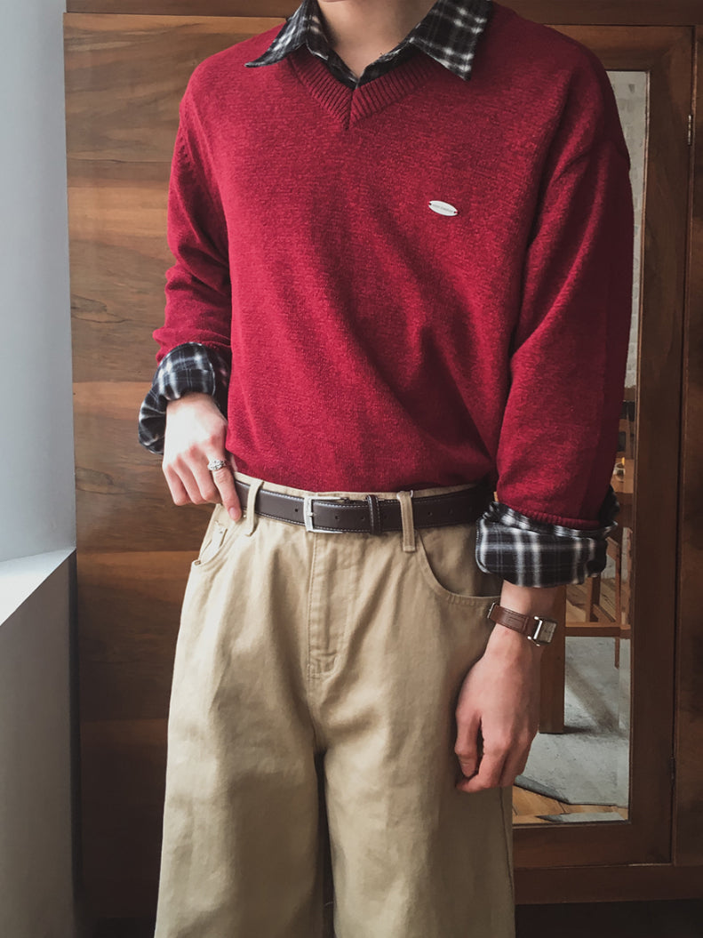 【Metanoia】韓國設計 短版v型針織衣 - 1