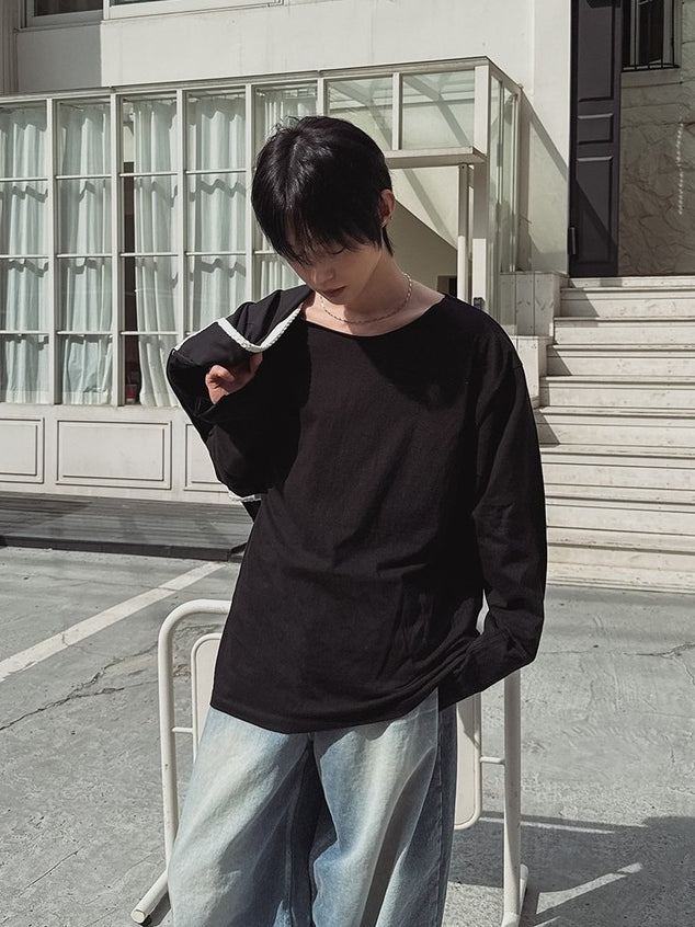 【Metanoia】🇰🇷韓製 一字領寬鬆袖口鈕扣長袖上衣 - 5