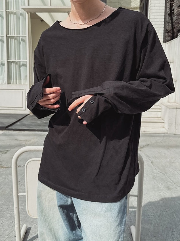 【Metanoia】🇰🇷韓製 一字領寬鬆袖口鈕扣長袖上衣 - 1