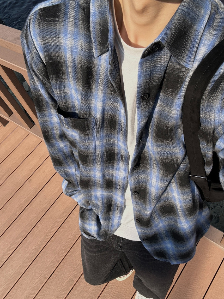 【Metanoia】韓國設計 翻領格紋襯衫 - 1