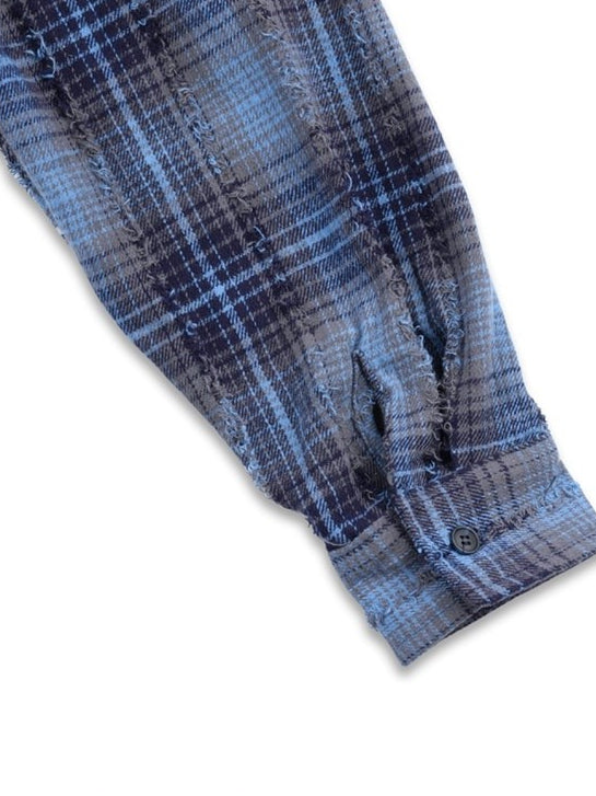 【Metanoia】🇰🇷韓製 水洗做舊格紋短版襯衫 - 11