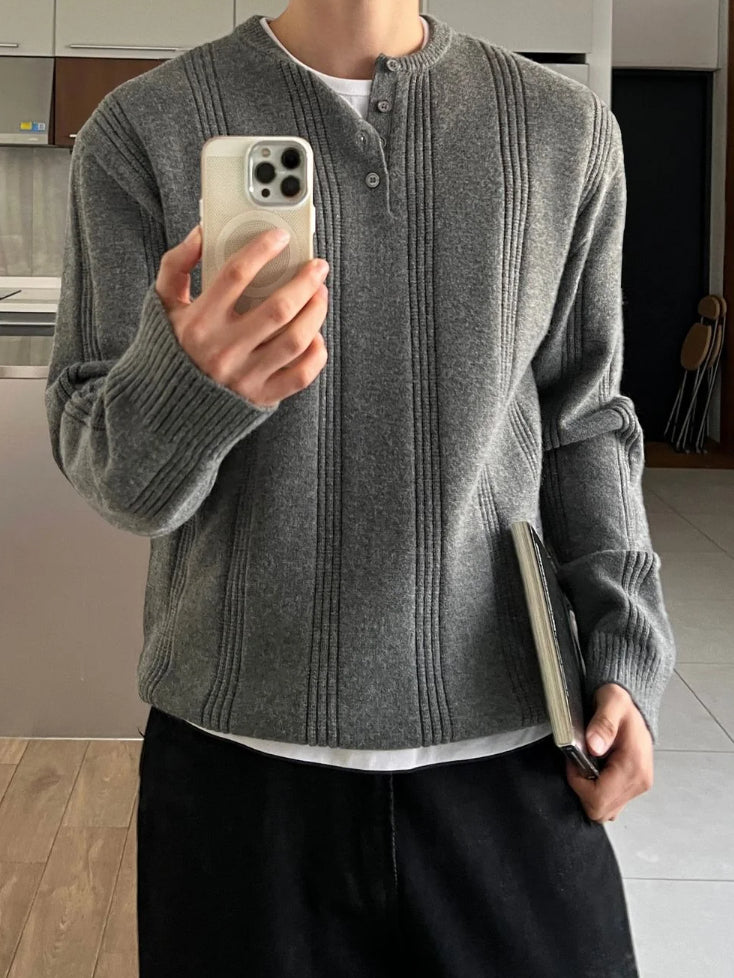 【Metanoia】韓國設計 亨利領針織衣 - 1