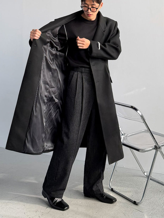 【Metanoia】🇰🇷韓製  10%羊毛條紋休閒落地褲 - 4