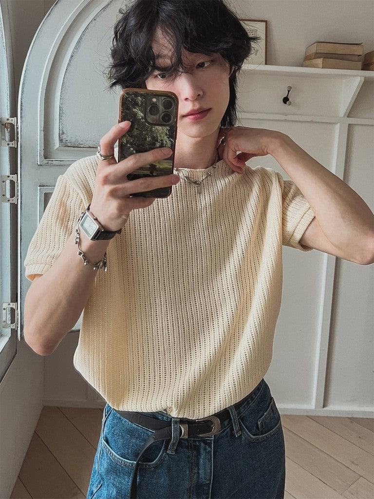 【Metanoia】🇰🇷韓製 絲絨寬領短袖上衣 - 5