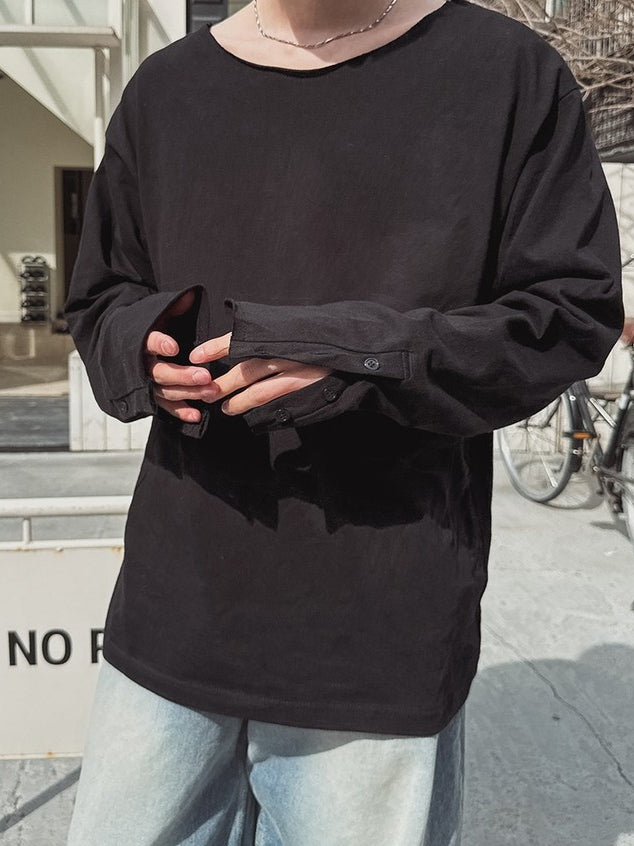 【Metanoia】🇰🇷韓製 一字領寬鬆袖口鈕扣長袖上衣 - 7