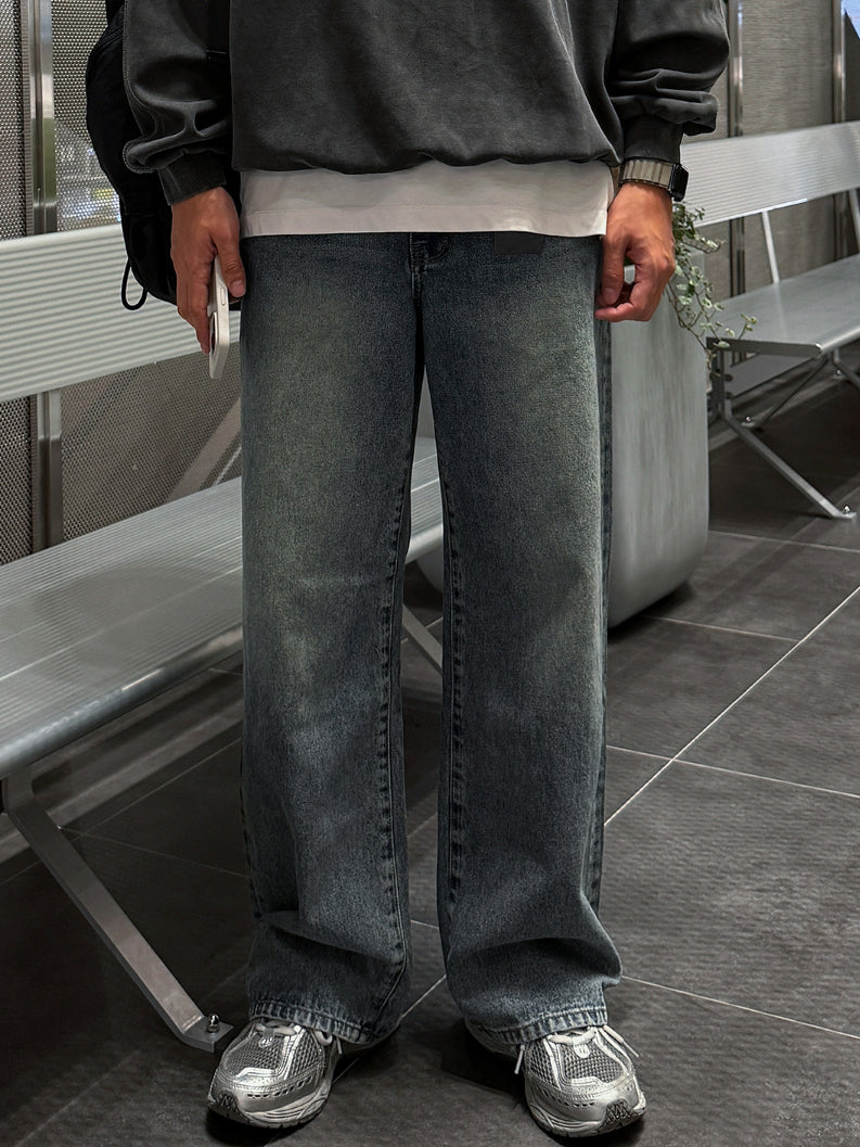 【Metanoia】韓國設計 直筒水洗牛仔落地褲 - 1