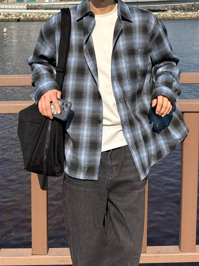 【Metanoia】韓國設計 翻領格紋襯衫 - 1