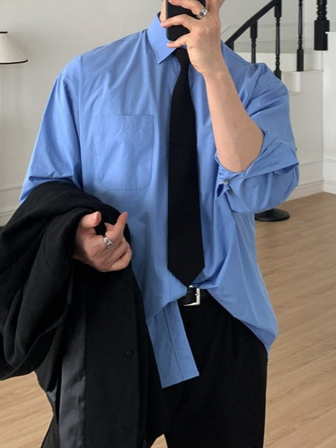 【Metanoia】韓國設計 經典翻領寬鬆純棉襯衫 - 1