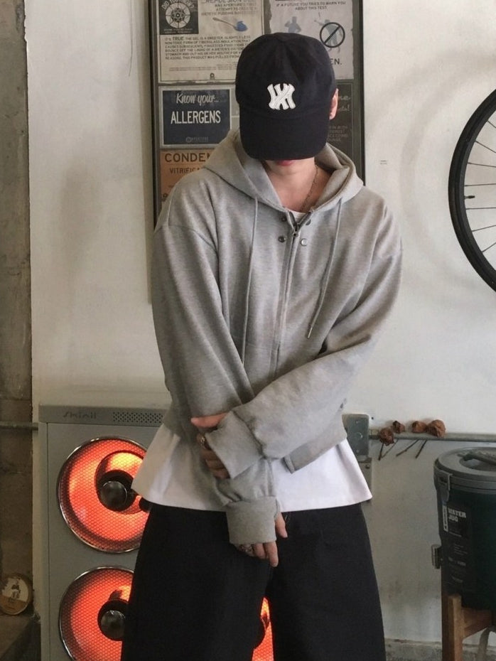 【Metanoia】🇰🇷韓製 鉚釘保暖短版連帽拉鏈外套 - 7