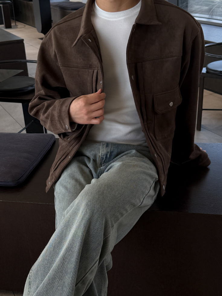 【Metanoia】韓國設計 短版麂皮外套 - 1