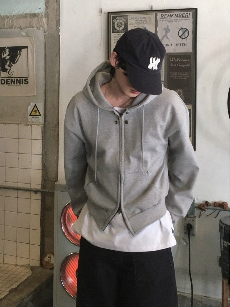 【Metanoia】🇰🇷韓製 鉚釘保暖短版連帽拉鏈外套 - 2